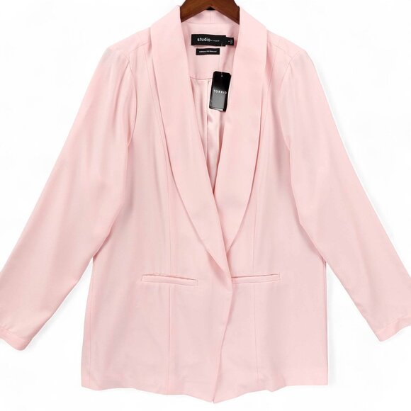 Torrid Studio Blazer Womens 1 Shawl Collar Open Front Long Sleeve Jacket NWT - Picture 3 of 13